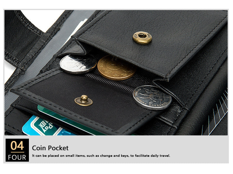 Men's wallet cowhide texture lychee pattern card holder business wallet for men