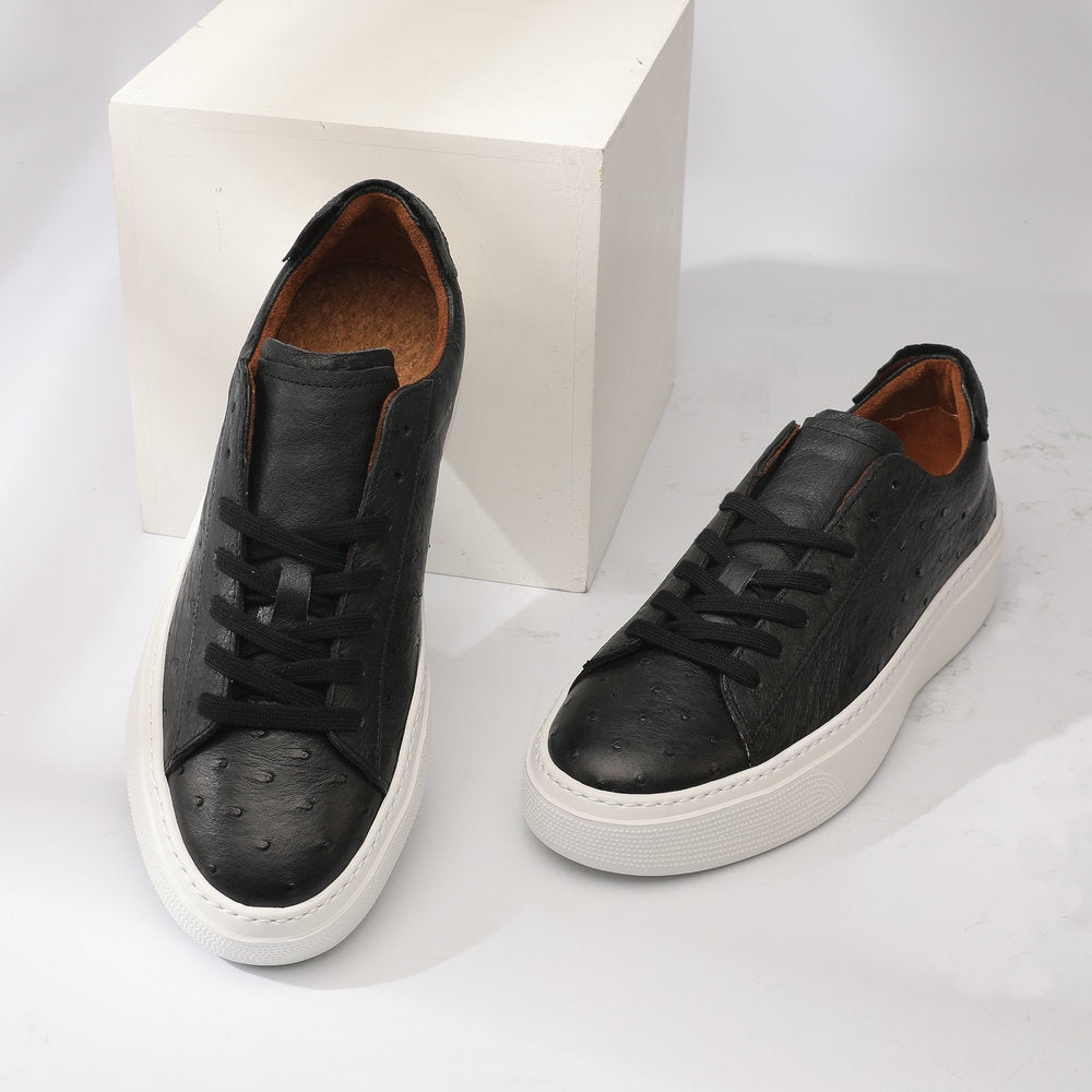 Ostrich Skin Men Shoes Fashion Genuine Leather Sneakers Men's Casual Sports Shoes