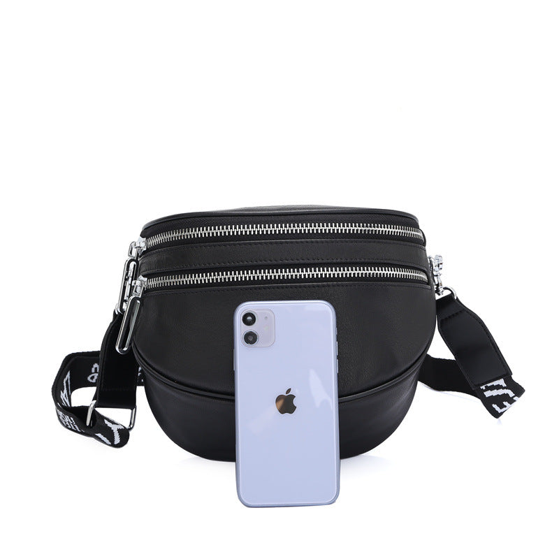 Zipper Fashion Cowhide Shoulder Bag Genuine Leather Women Bags Shoulder Bag Goes With Anything