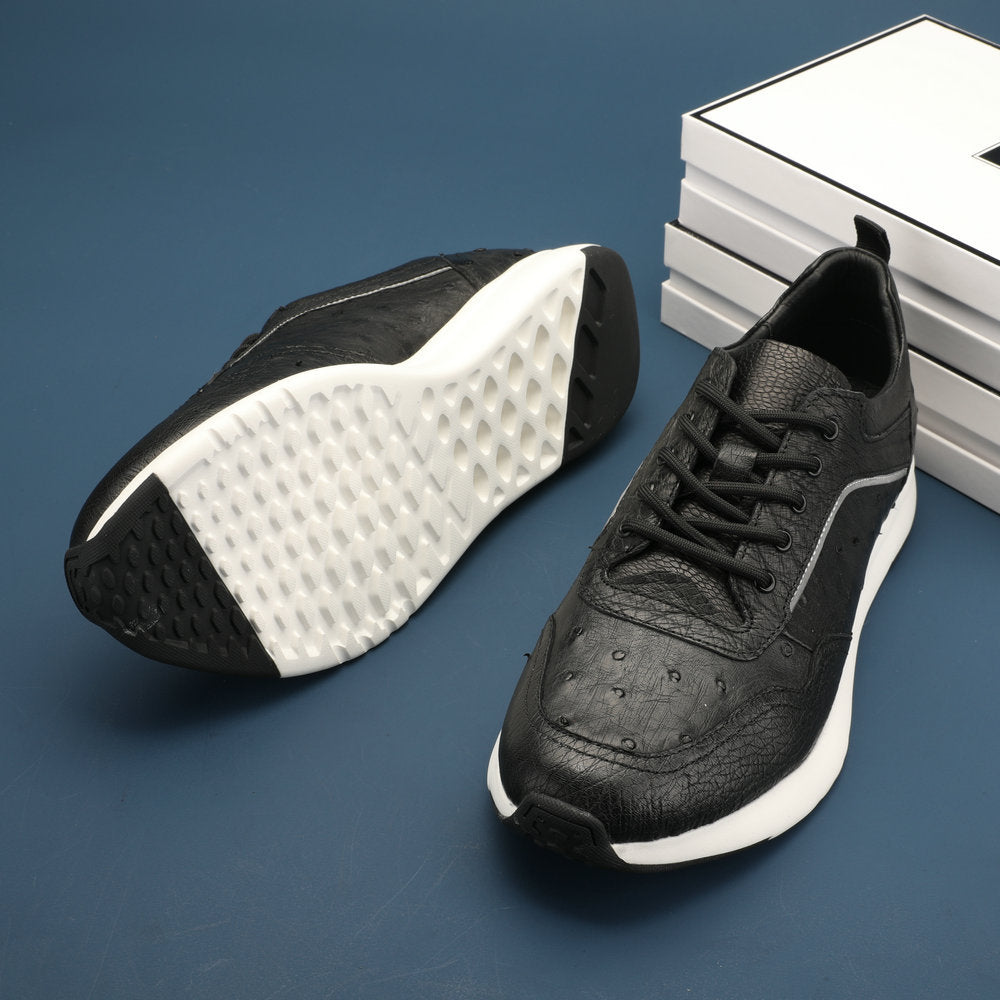 Ostrich skin men shoes genuine leather simple fashion casual shoes