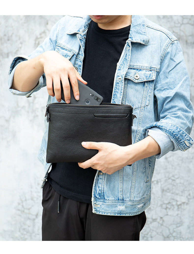 Men's Clutch Bag Cowhide Genuine Leather Korean Fashion Business Men's Wrist Bag