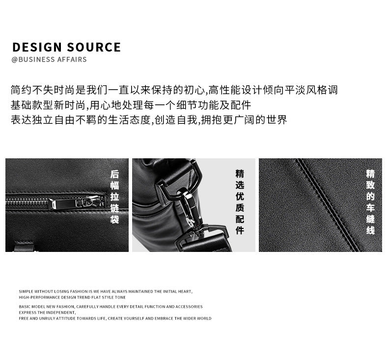 Men's Handbag Genuine Cowhide Leather Computer Bag Business Large Capacity Briefcase Crossbody Bag