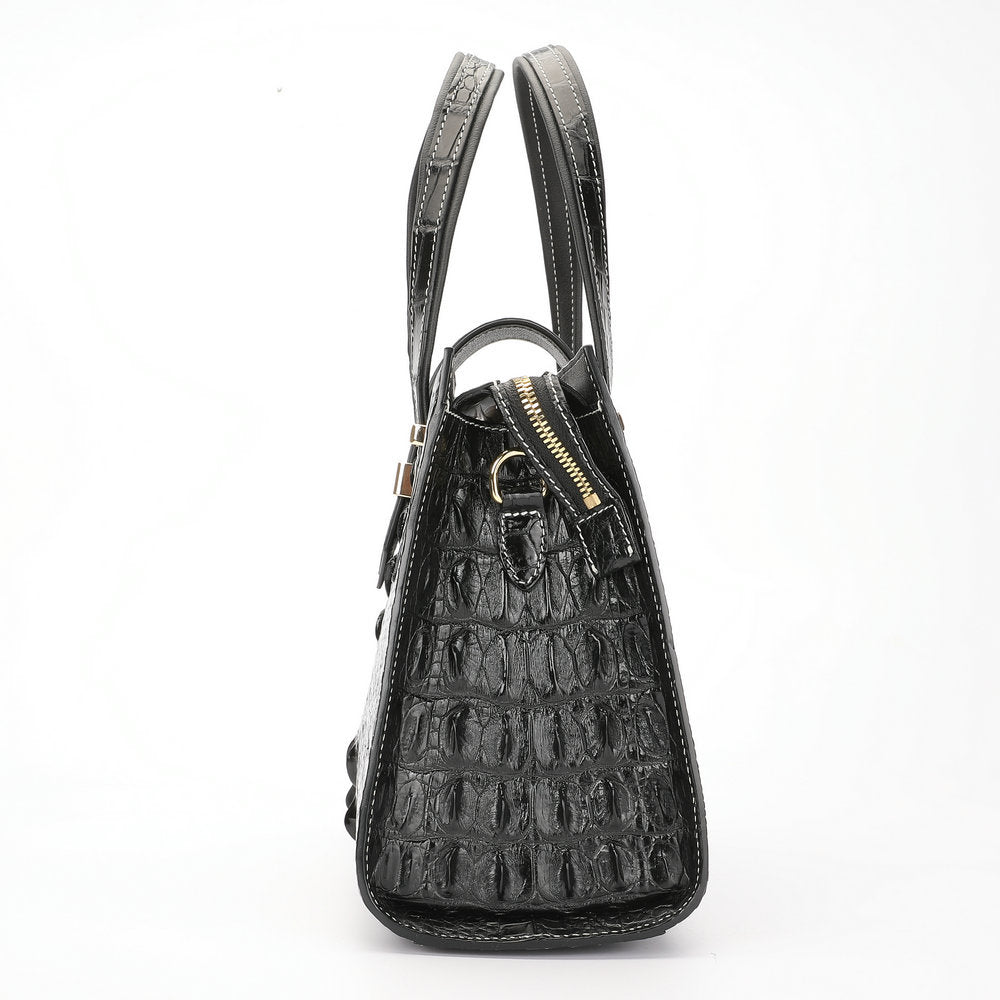 Women's Leather Tote Bag Goes with Anything Siamese Crocodile Skin Shoulder Bag 2way Bag