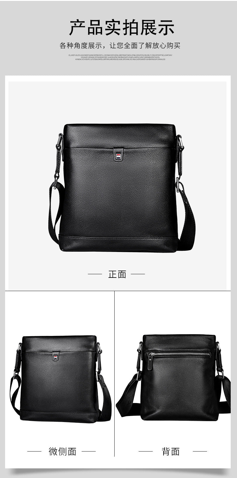 Men's Shoulder Bag Made of Genuine Cowhide Leather Large Capacity Casual Bag for Men