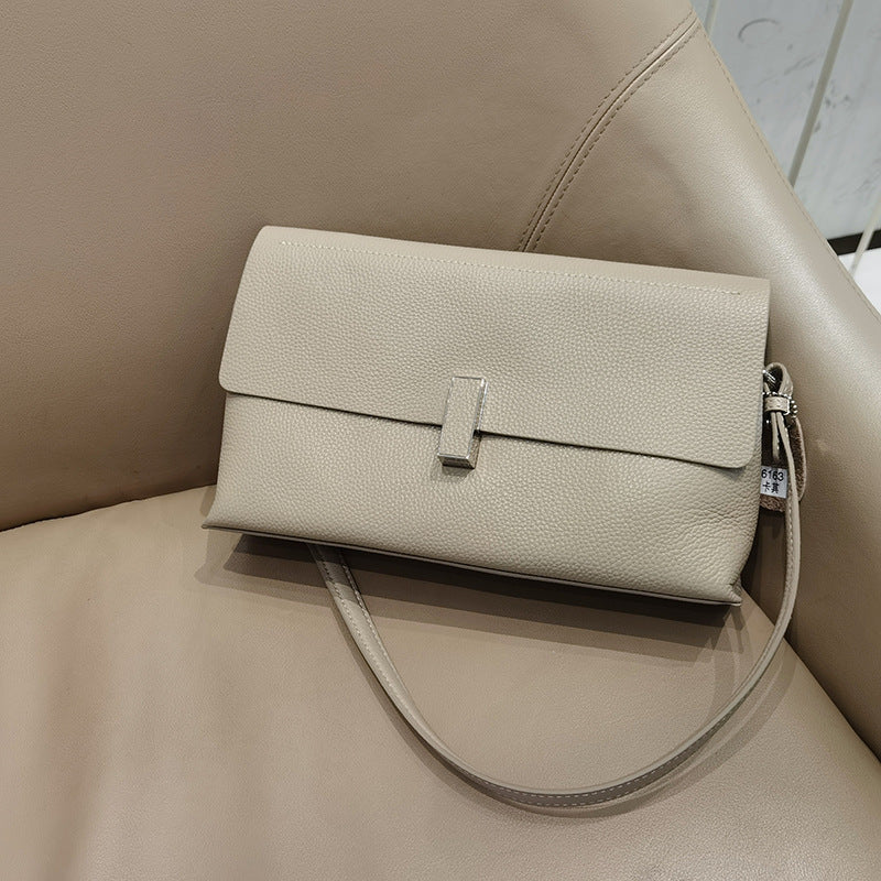 Cowhide shoulder bag women's bag fashionable simple shoulder bag crossbody bag large capacity