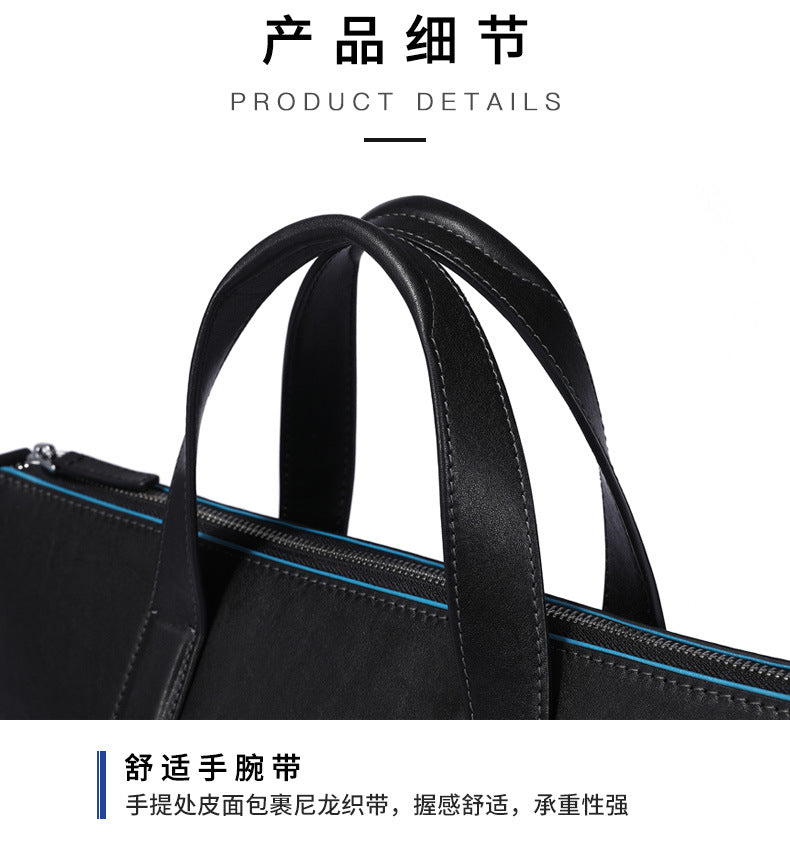 Men's handbag, genuine cowhide leather handbag, computer bag, high quality business briefcase
