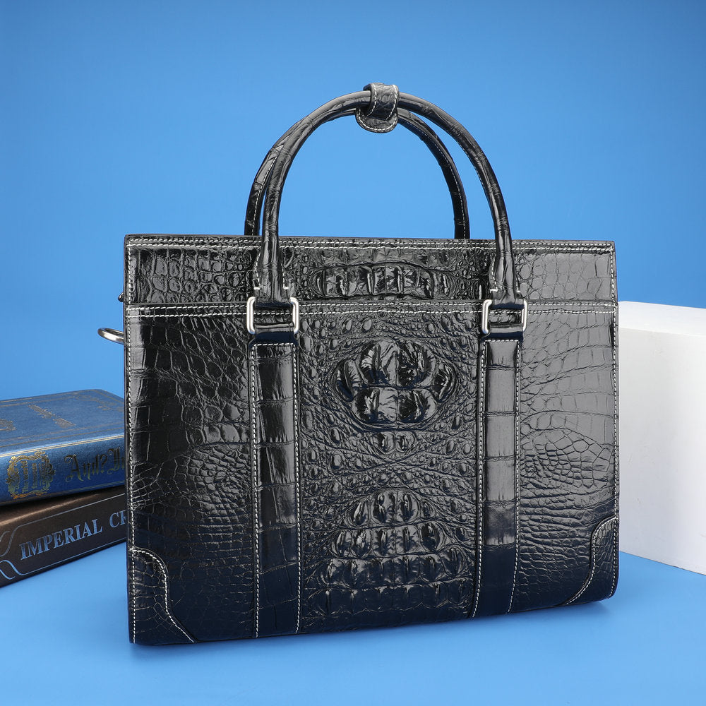 Men's briefcase Genuine crocodile leather handbag Business travel bag Office bag File bag Handbag