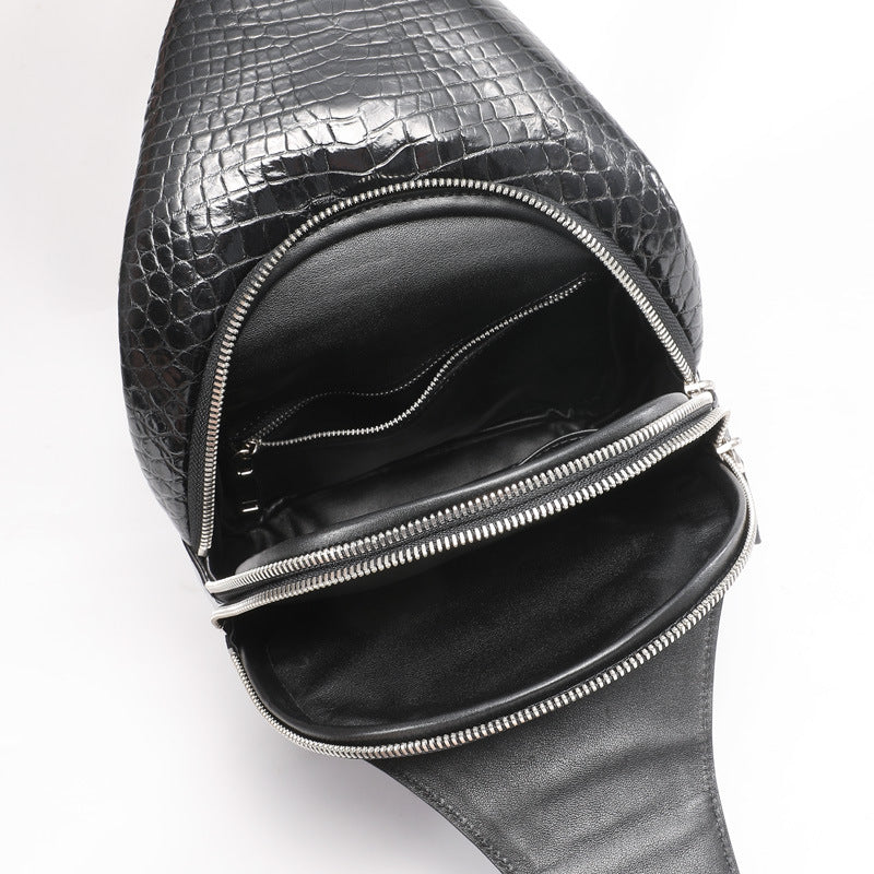 New Thai Siamese Crocodile Skin Men's Bust Bag Genuine Leather High Quality Casual Fashion Crossbody Shoulder Bag