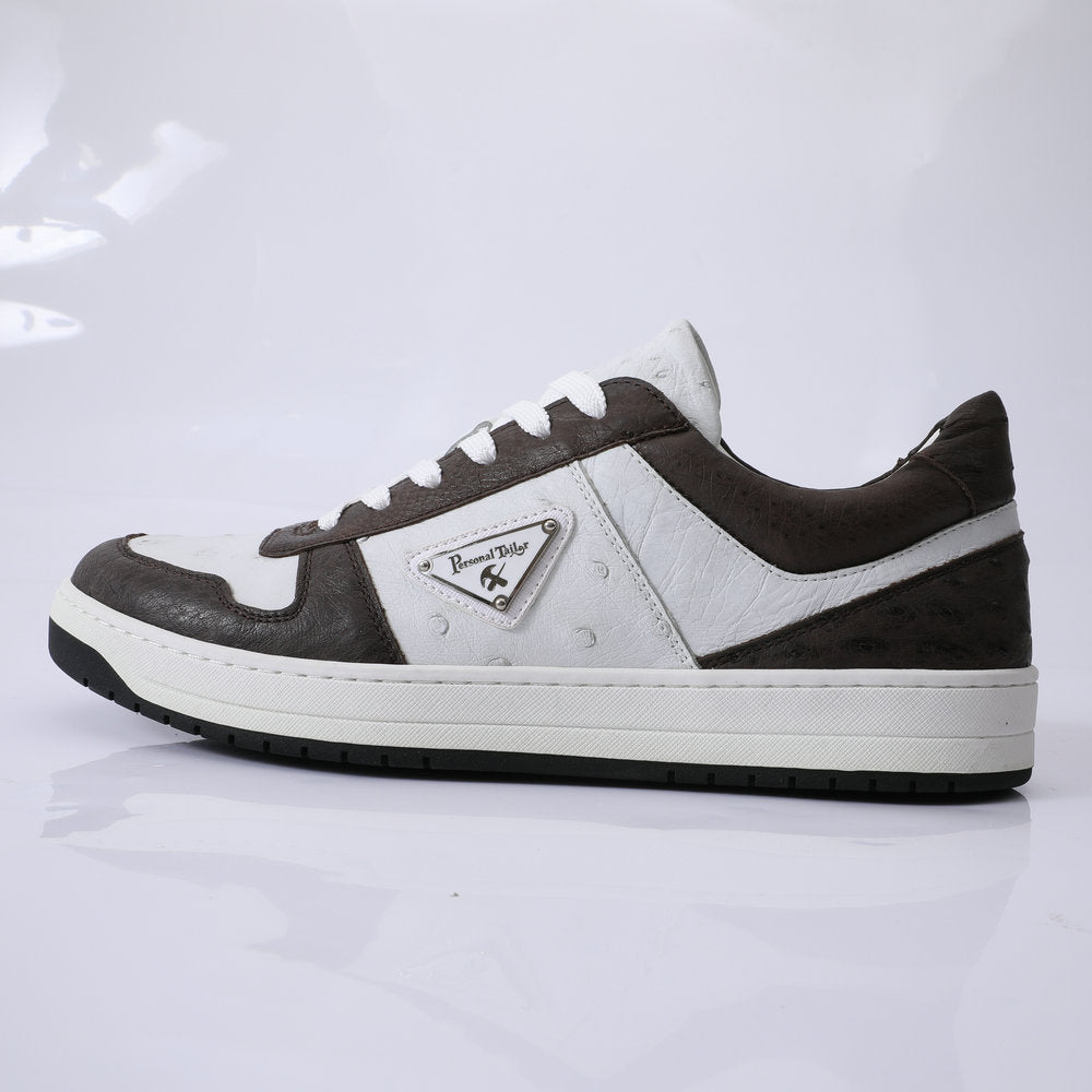 2023 New Ostrich Skin Men's Sneakers Genuine Leather Casual Fashion Men's Shoes