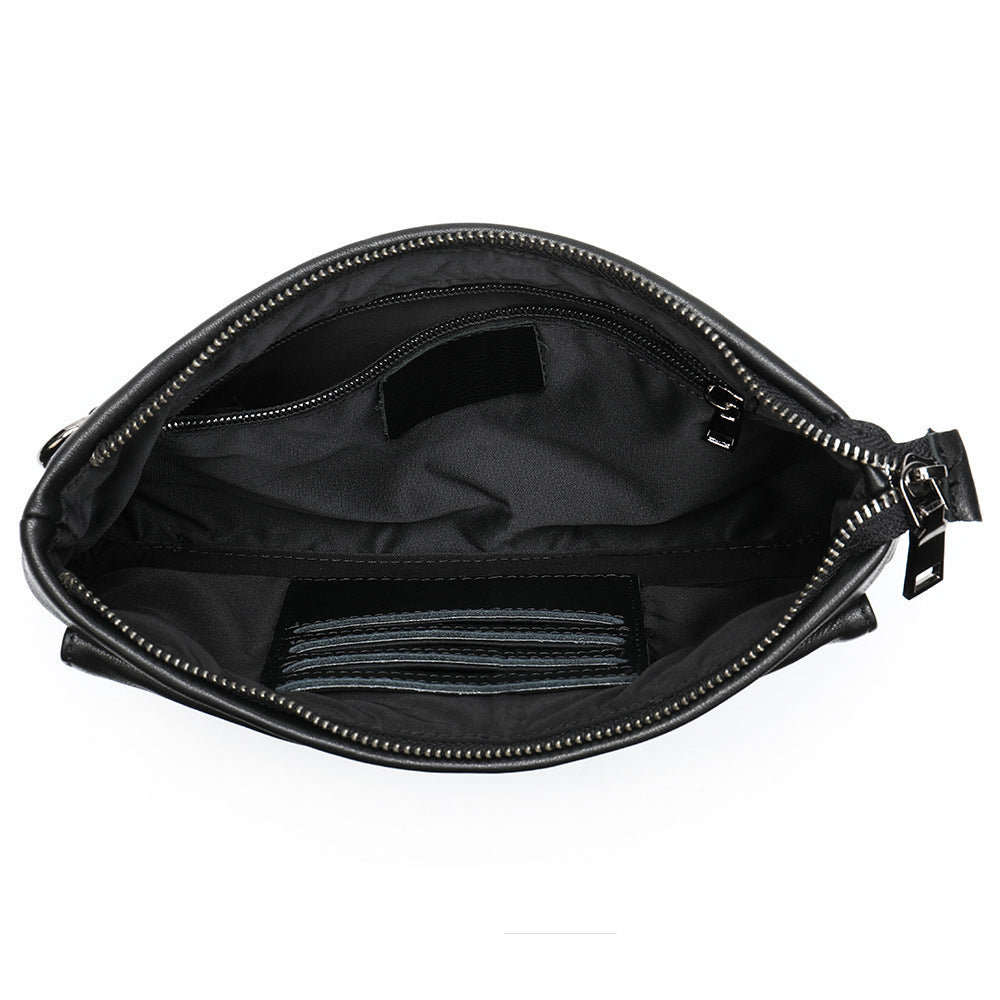 Men's Clutch Bag Genuine Cowhide Leather Vintage Large Capacity DIY Men's Wrist Bag Handbag