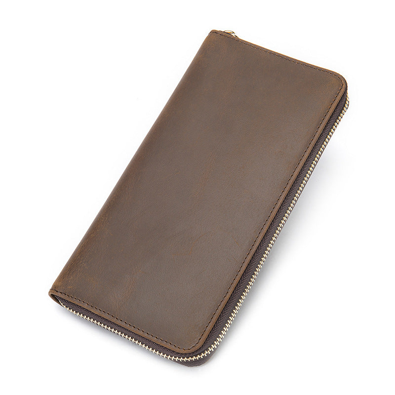 Men's long wallet Made of genuine cowhide leather Retro clutch bag Men's wallet