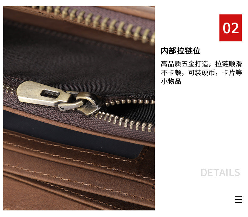 Men's Wallet Genuine Cow Leather Wallet Fashion Large Capacity Clutch Bag for Men