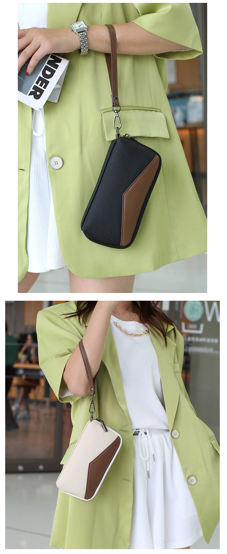 Stylish women's storage bag cowhide handbag large capacity multi-grid genuine leather handbag