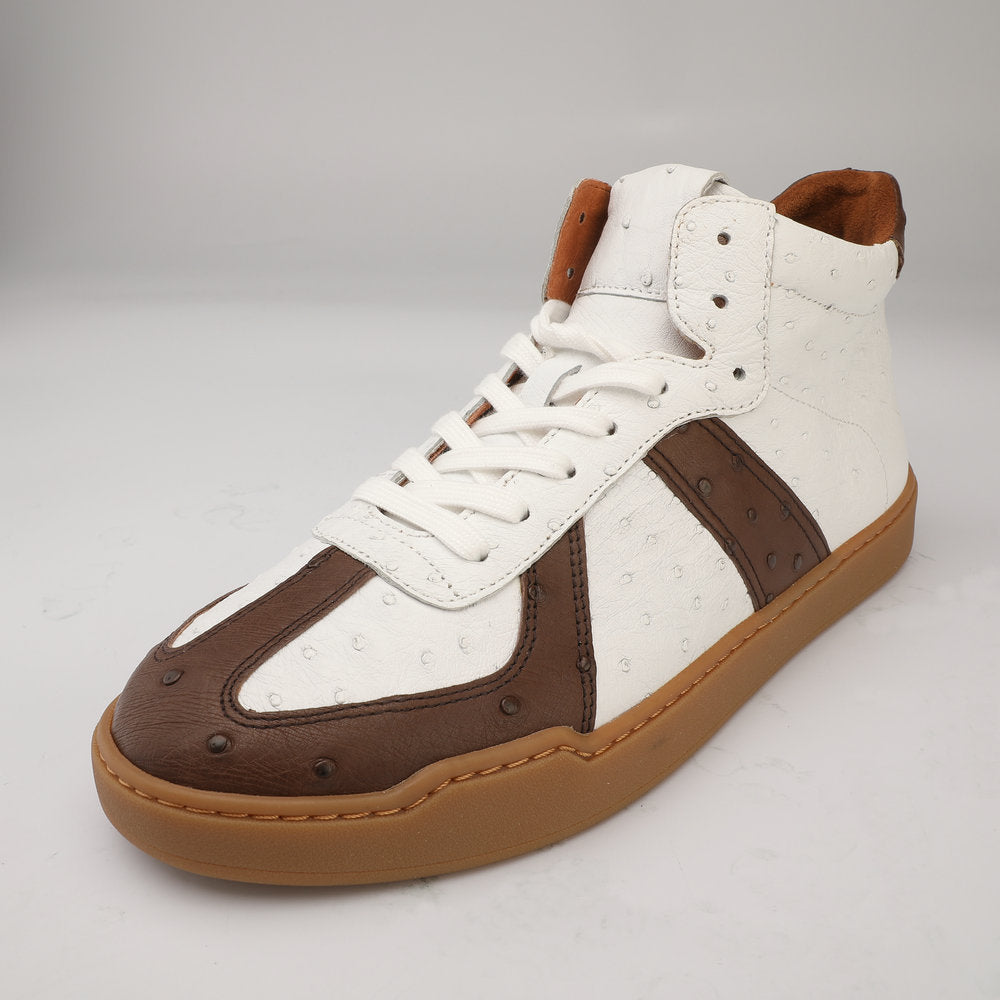 Ostrich skin genuine leather men's shoes fashion casual short boots