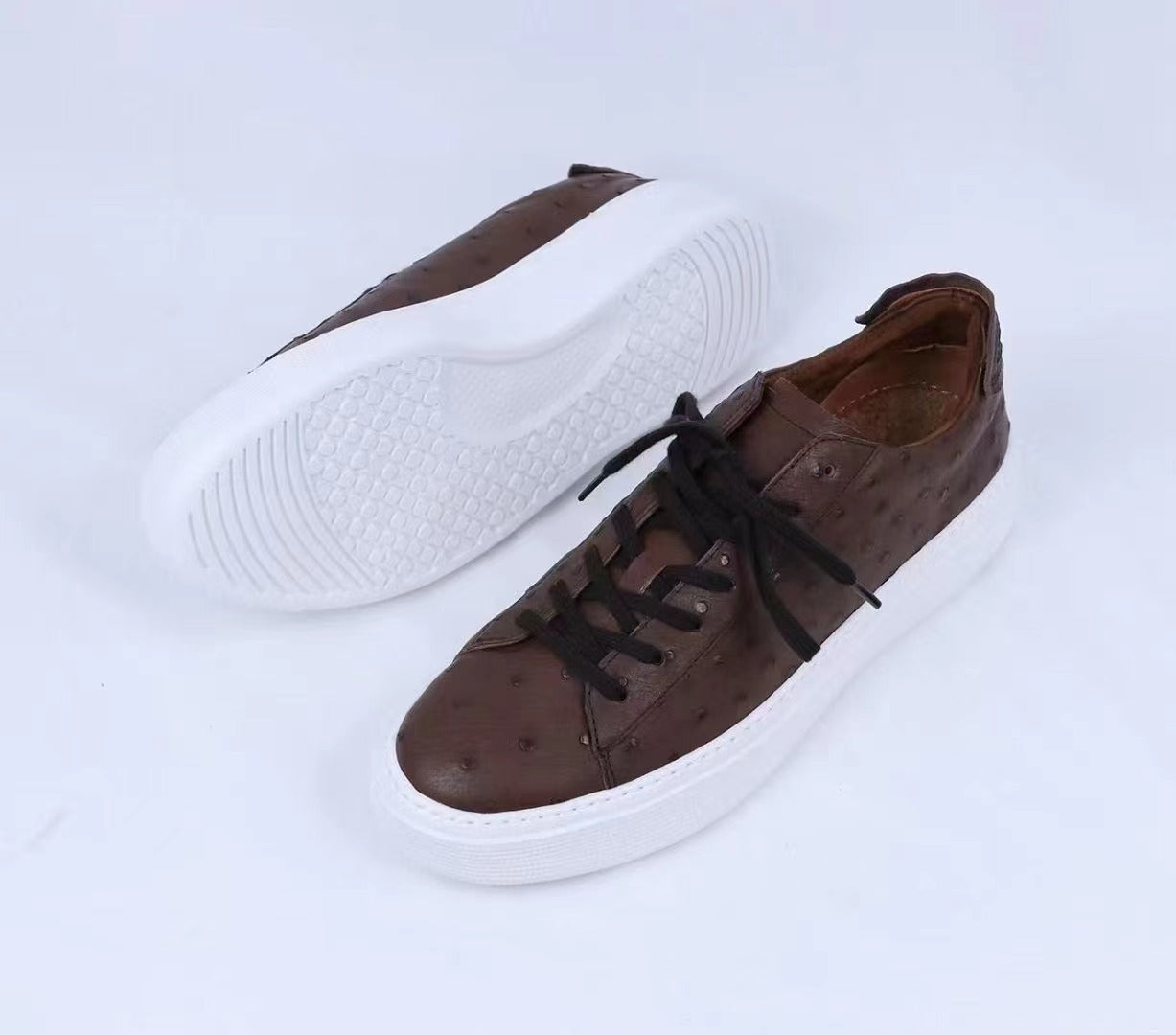 Ostrich Skin Men Shoes Fashion Genuine Leather Sneakers Men's Casual Sports Shoes