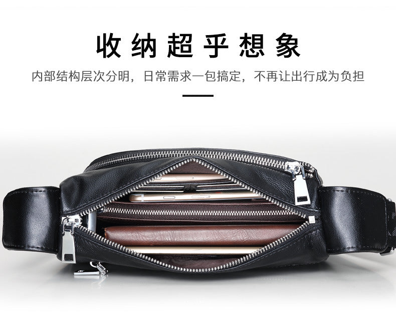 Men's Shoulder Bag Cowhide Genuine Leather Korean Fashion Casual Crossbody Bag