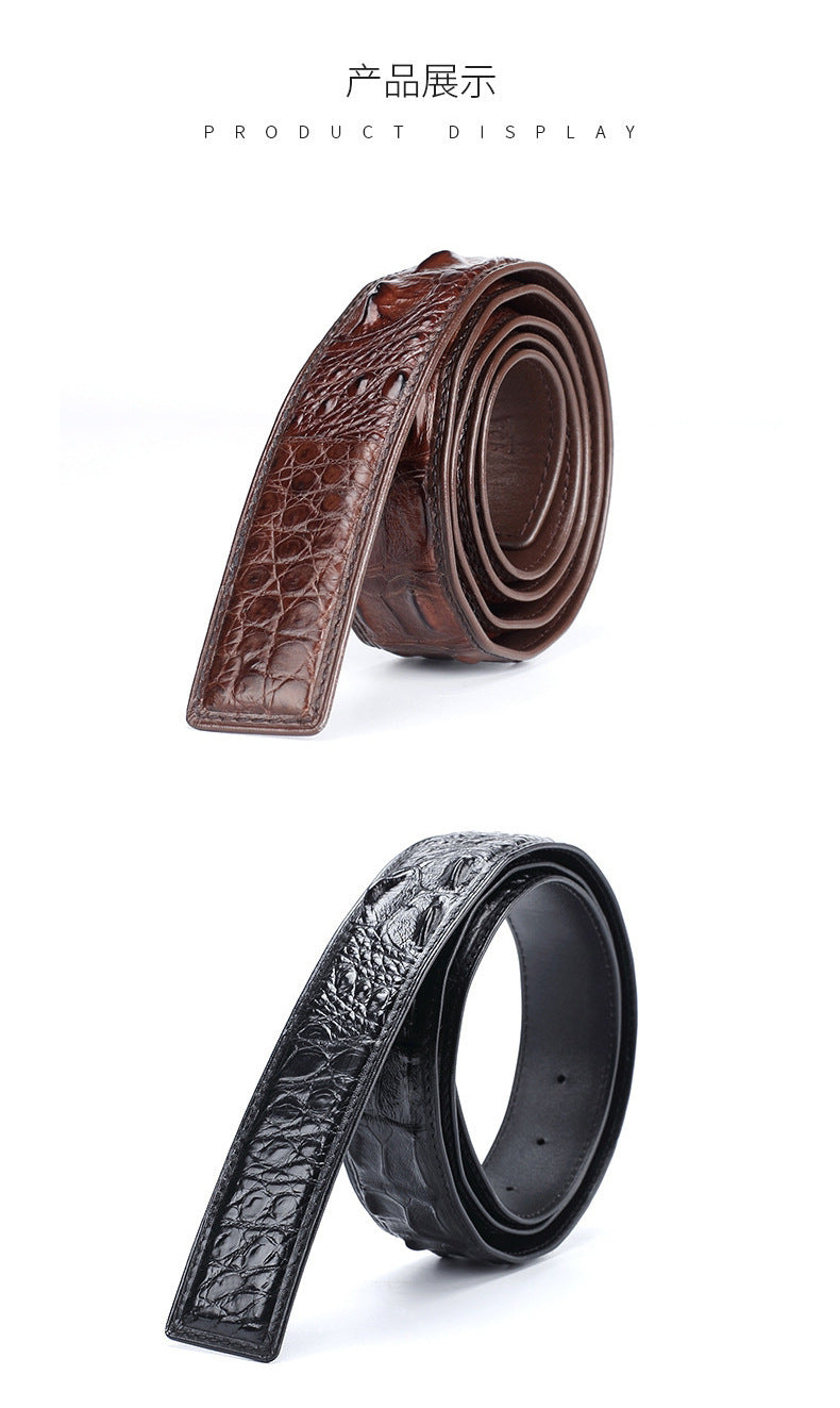 Taiwan Crocodile Skin Osteoderm Men's Belt Genuine Leather No Pieces Smooth Buckle Men Belt No Buckle
