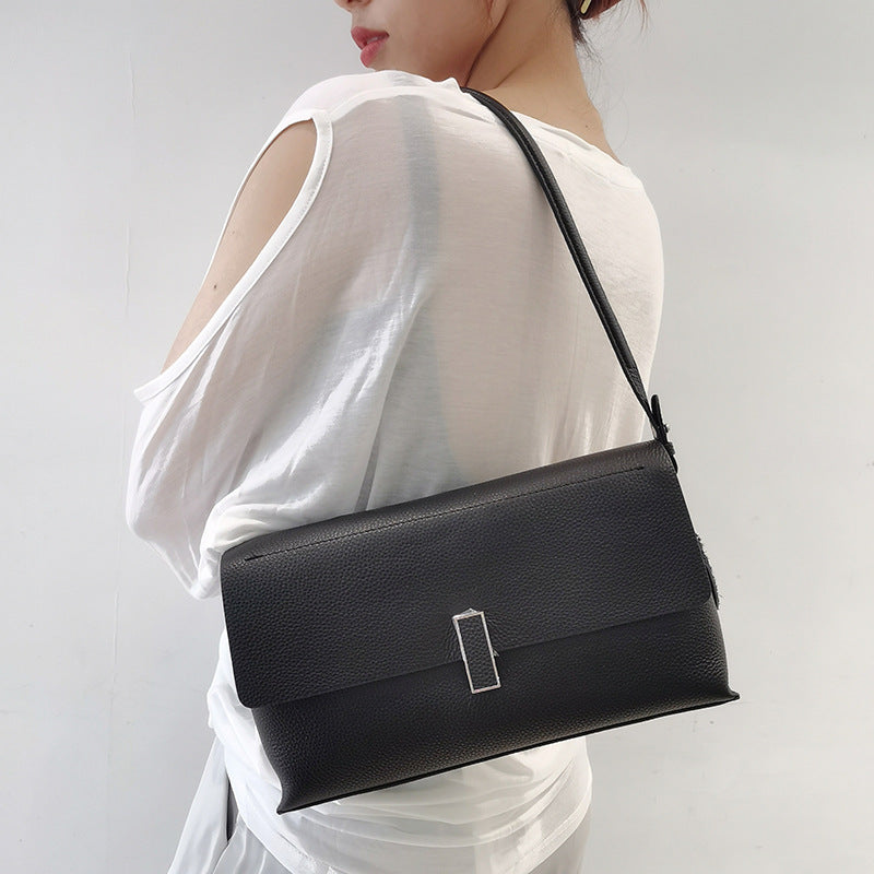 Cowhide shoulder bag women's bag fashionable simple shoulder bag crossbody bag large capacity