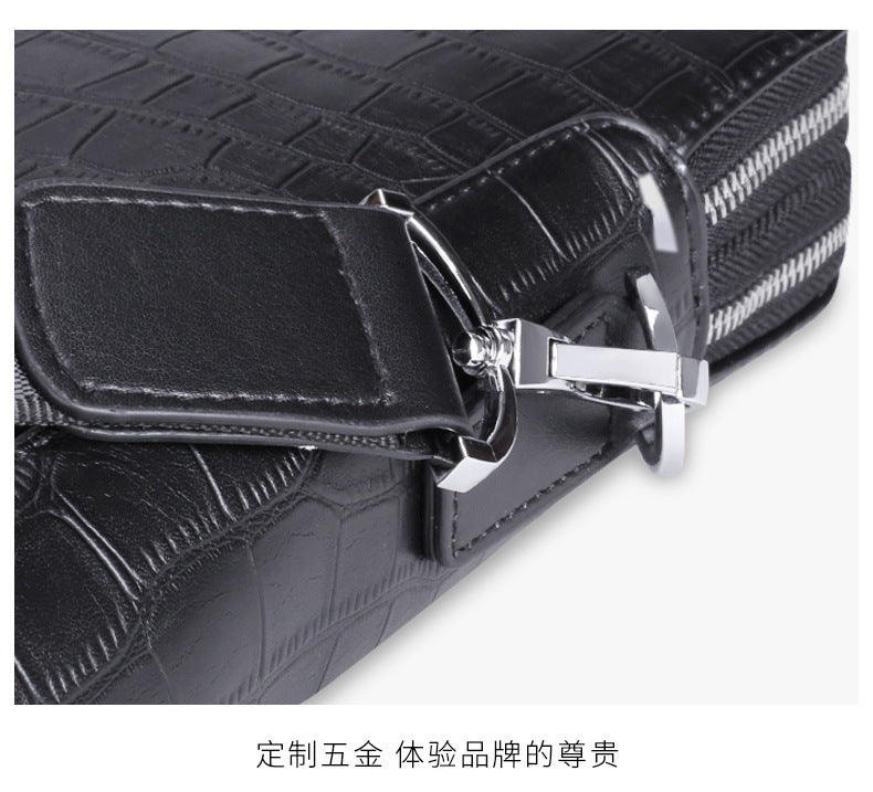 Men's Briefcase Handbag Cowhide Genuine Leather Computer Bag Business Large Capacity Fashion Crocodile Crest Handbag for Men