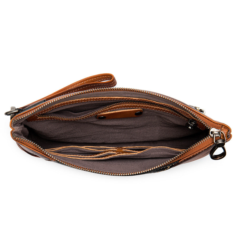 Men's Clutch Bag, Cowhide Genuine Leather, Large Capacity, Retro Fashion, Men's Handbag