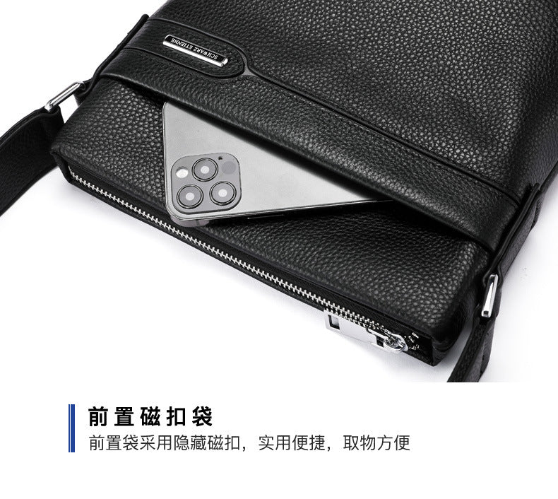 Men's Shoulder Bag Genuine Leather Cowhide Business Crossbody Bag for Men
