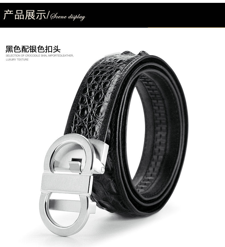 Siamese Crocodile Skin Genuine Leather Men's Belt Automatic Buckle Fashion Casual Business High Quality Men's Belt