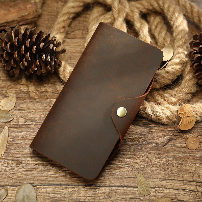 Men's Wallet Cow Leather Card Holder Large Capacity Clutch Bag Retro Men's Wallet