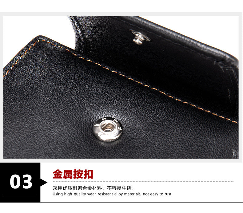 Men's short wallet genuine cowhide leather retro multifunctional men's wallet