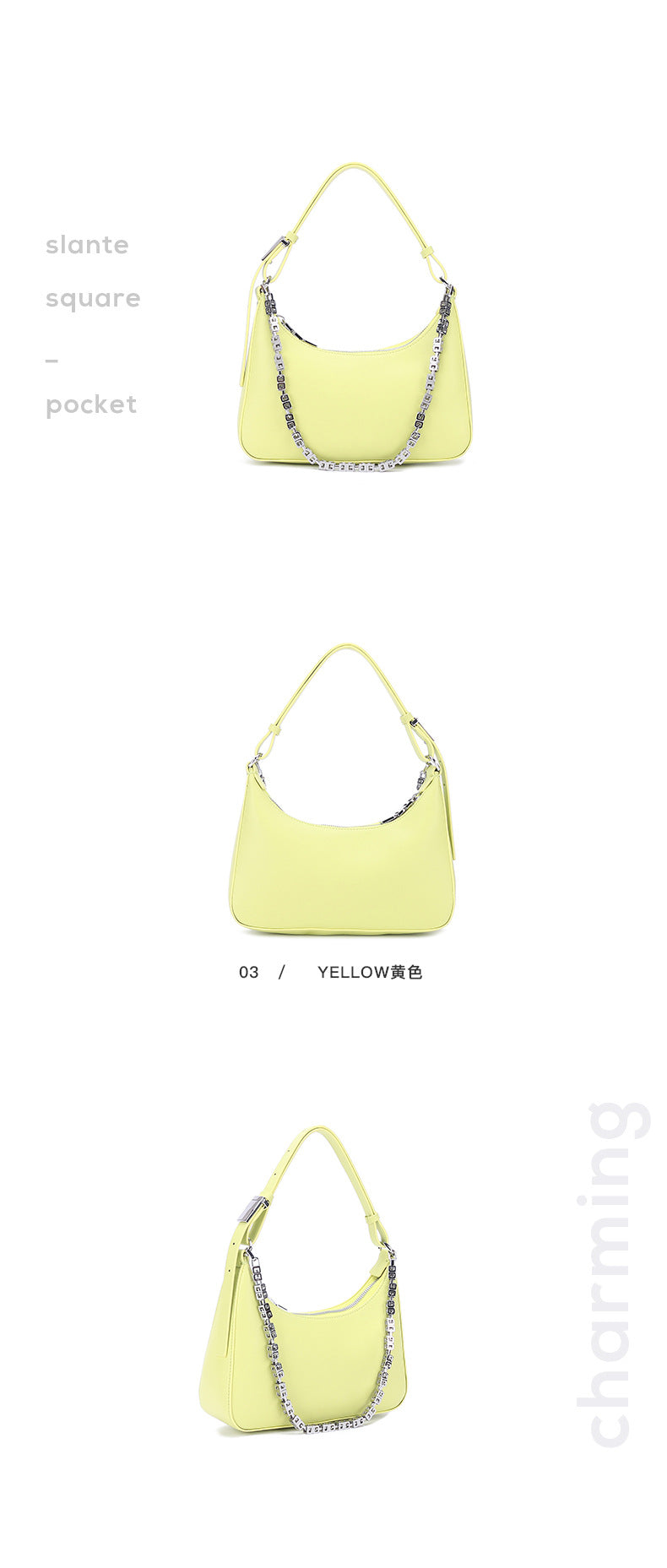 Retro Half Moon Bag Armpit Bag Chain Bag Genuine Leather Women's Bag