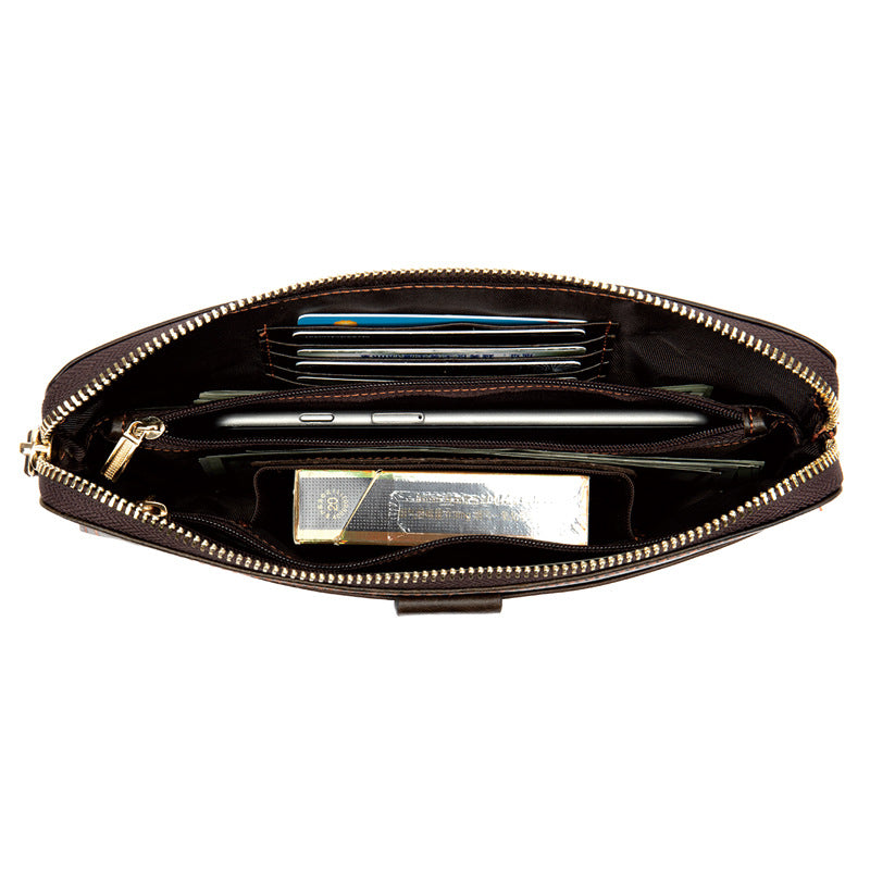 Men's Long Wallet Large Capacity Korean Fashion Genuine Cowhide Leather Card Holder RFID Anti-Theft Clutch Bag Men's Handbag
