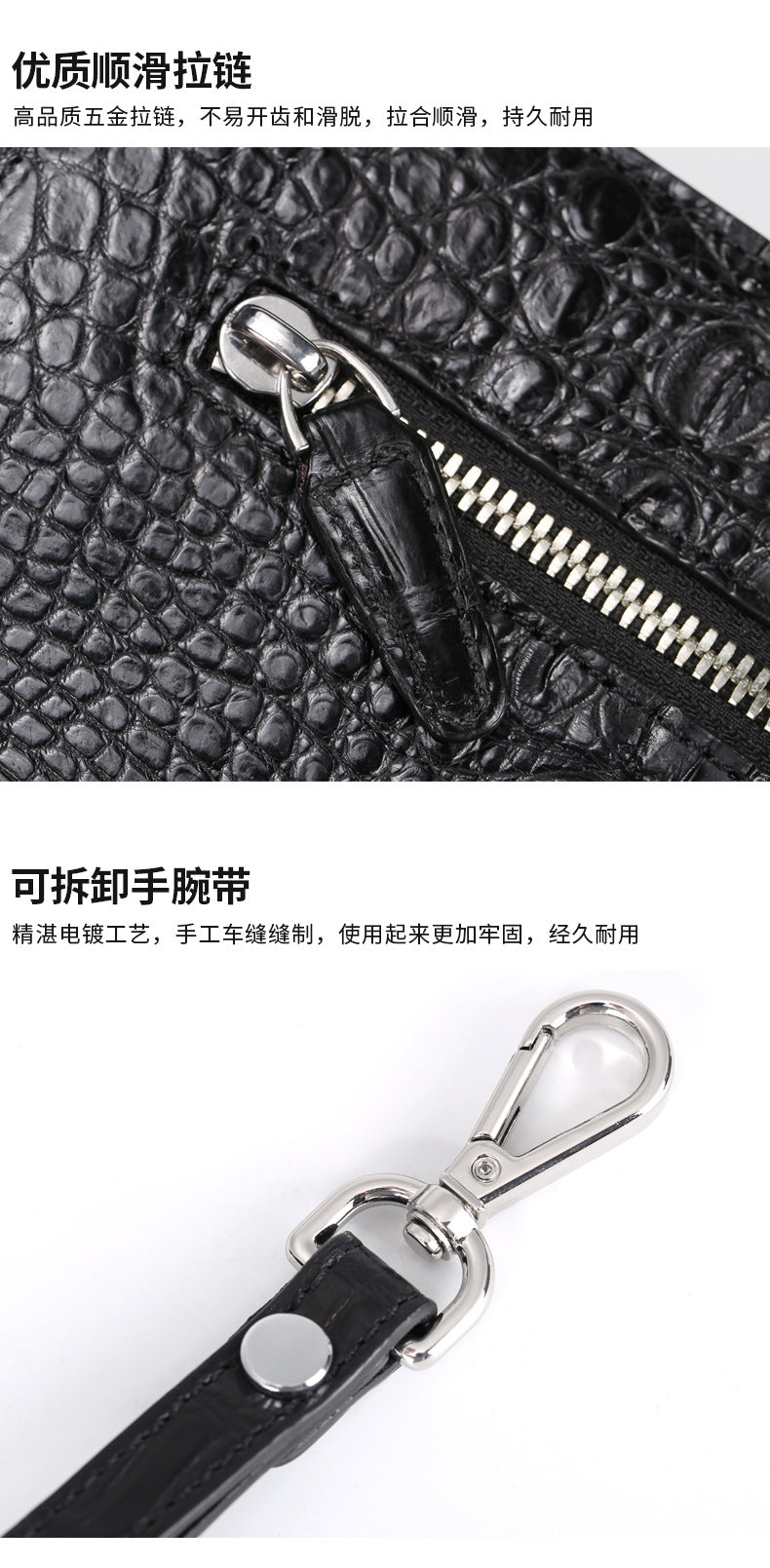 New type crocodile belly skin genuine leather men's handbag casual business large capacity card holder men's bag