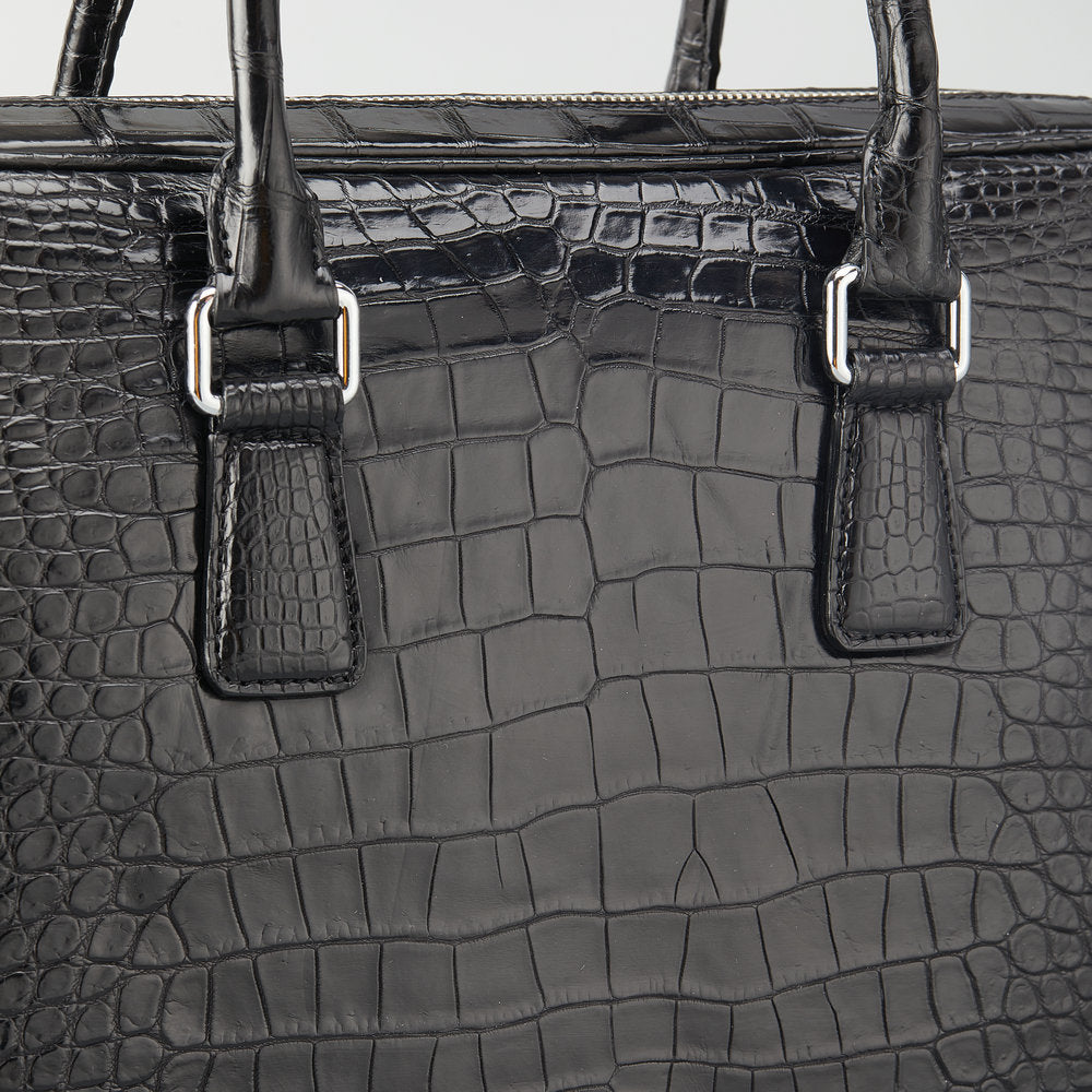 Siamese Crocodile Skin Genuine Leather Men's Briefcase Handbag Casual Business Trip Commuting Business Bag Office Bag File Bag Handbag