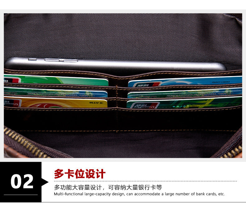 Men's Clutch Bag Business Crocodile Crest Cow Leather Handbag for Men