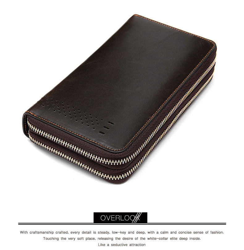 Men's long wallet made of genuine cowhide leather Korean fashion business clutch bag men's wallet card bag
