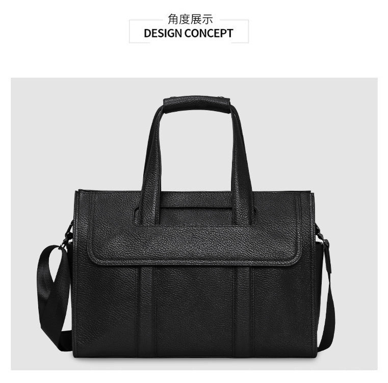 Men's Briefcase Genuine Cowhide Leather Computer Bag Business Large Capacity Handbag Crossbody Bag