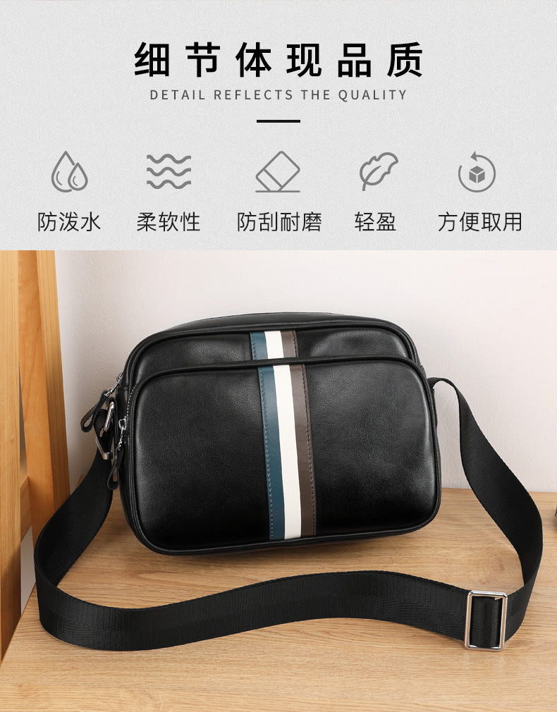 Men's shoulder bag, genuine cowhide leather, business fashion, large capacity, crossbody bag
