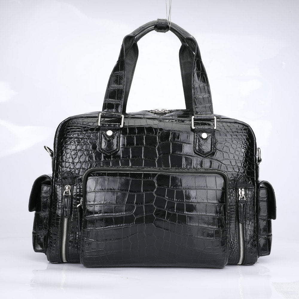 Crocodile Belly Skin Genuine Leather Men's Large Capacity Travel Bag Outdoor Camping Casual Handbag Luggage Bag Handbag