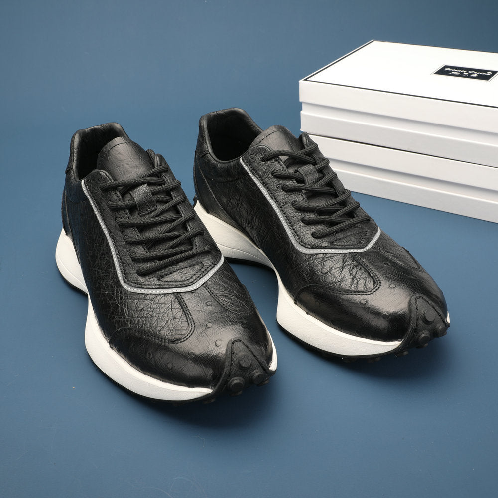 Ostrich leather men's shoes genuine leather wear-resistant anti-slip fashion sports casual shoes