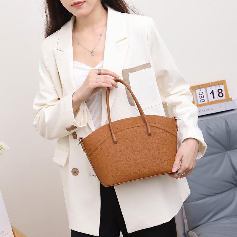 Women's Handbag Seashell Bag Fashionable Diagonal Shoulder Bag Cowhide Handmade Genuine Leather Ladies Bag
