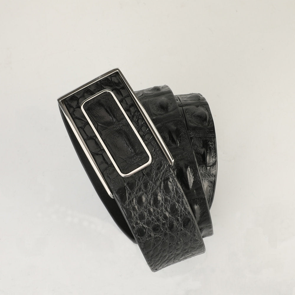Men's Belt Nile Big Bone Crocodile Skin Genuine Leather Business Casual Width 3.8cm Men's Belt Gift Present