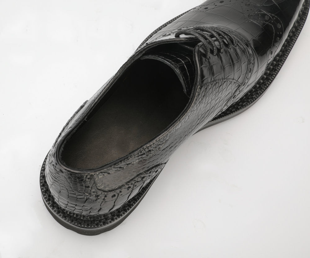New Crocodile Skin Genuine Leather Men's Leather Shoes Rubber Sole Business Shoes