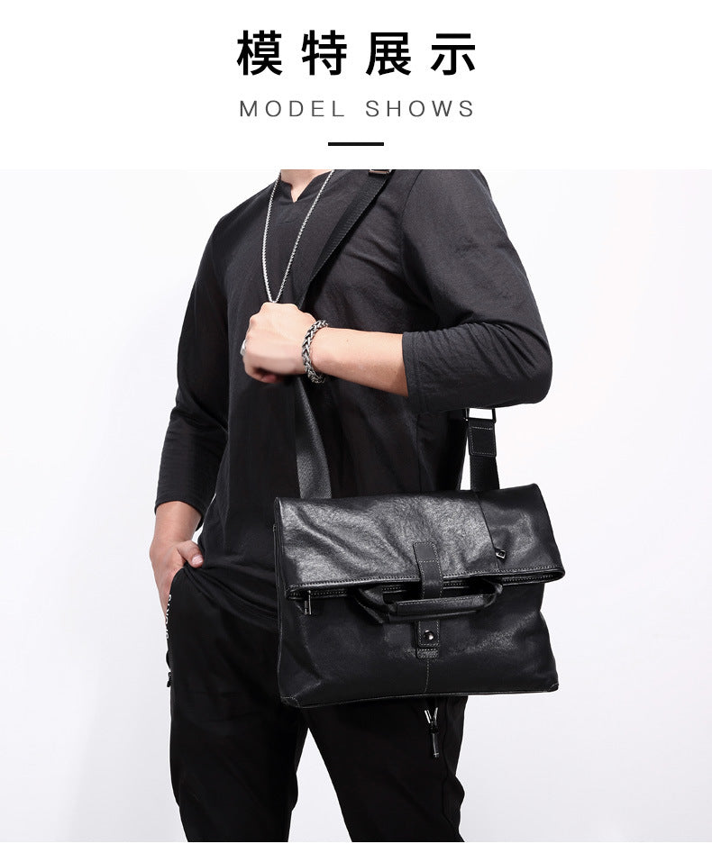 Men's shoulder bag, genuine cowhide leather, multi-functional handbag, business crossbody bag