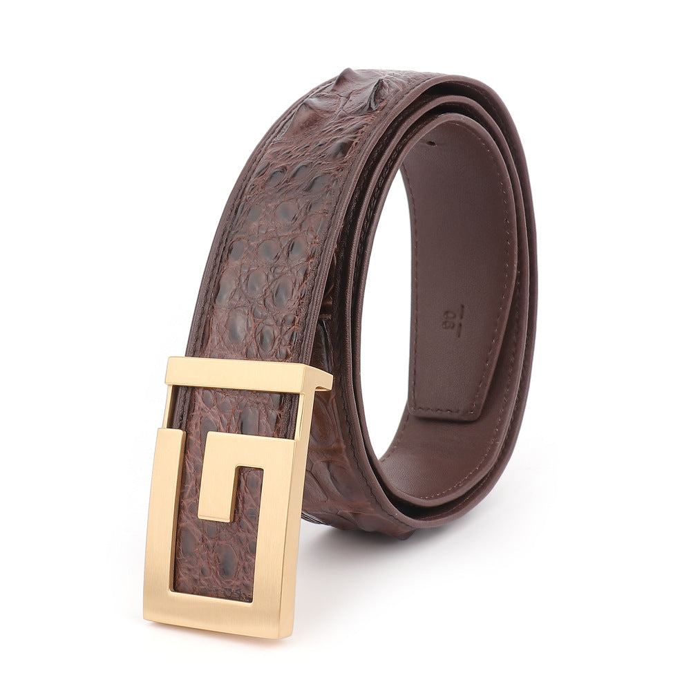 New Men's Belt Crocodile Skin Genuine Leather Unjointed Fashion Casual Men's Belt