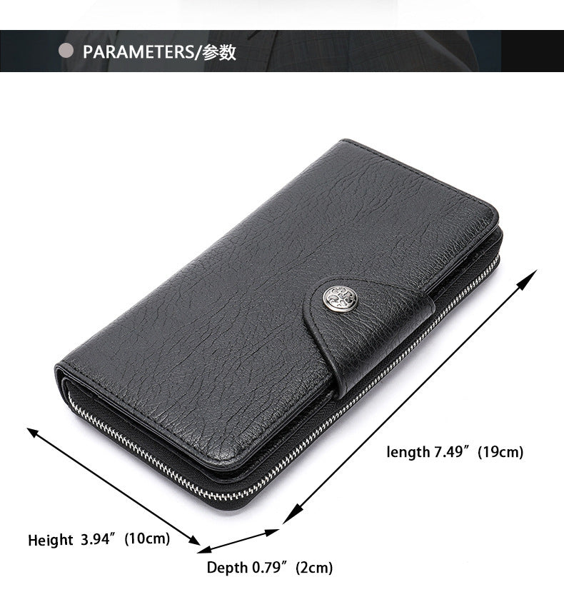 Men's long wallet made of cowhide genuine leather business simple card holder clutch bag men's wallet