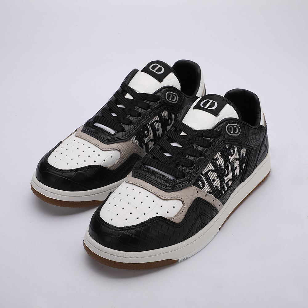 Crocodile Skin Genuine Leather Men's Sneakers Fashion Casual Shoes Rubber Sole Excellent Breathability Men's Shoes