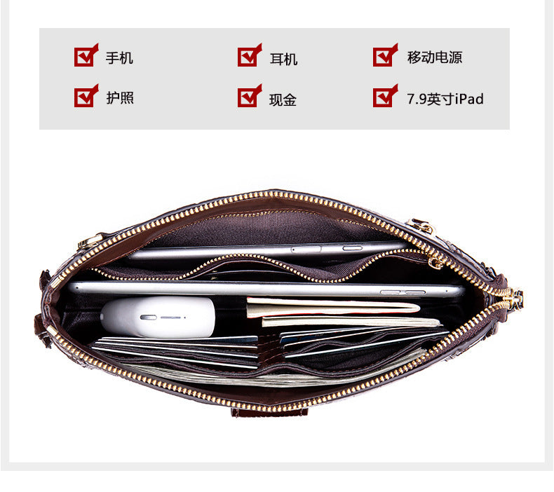 Men's Wallet Cow Leather Crocodile Crest Fashion Clutch Bag Smartphone Coin Card Holder Men's Wallet