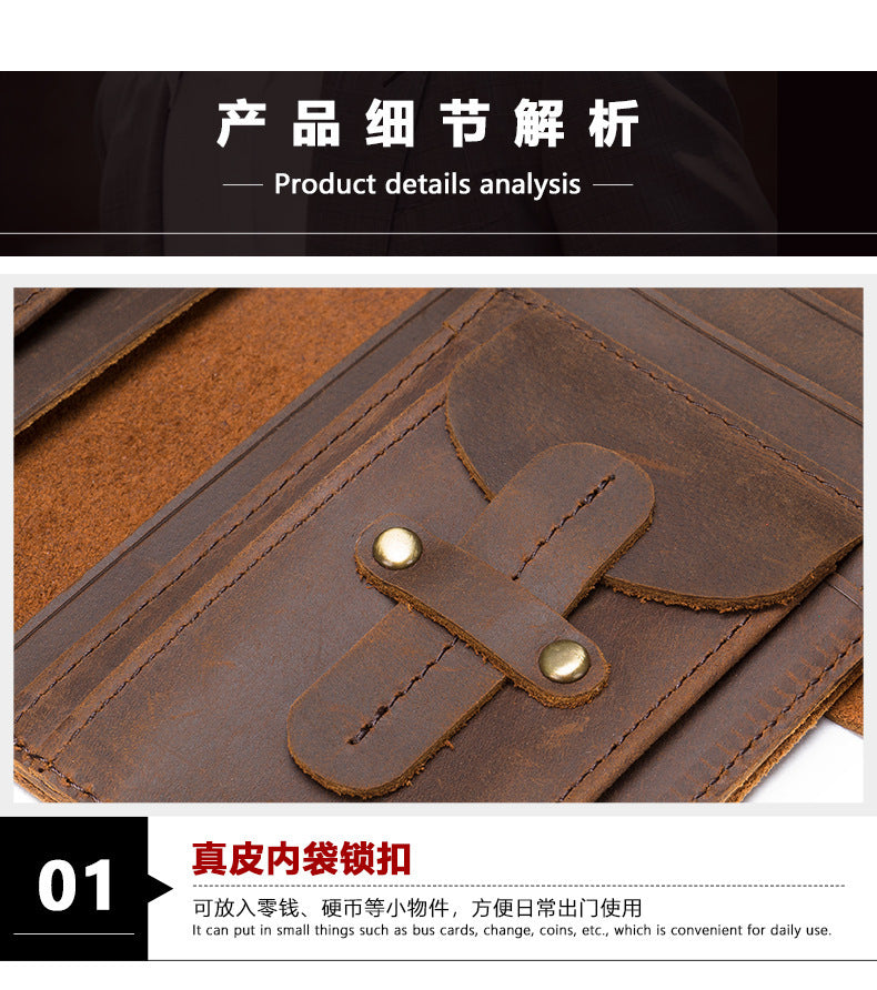 Men's long wallet made of cowhide genuine leather RFID anti-theft brush large capacity card bag for men