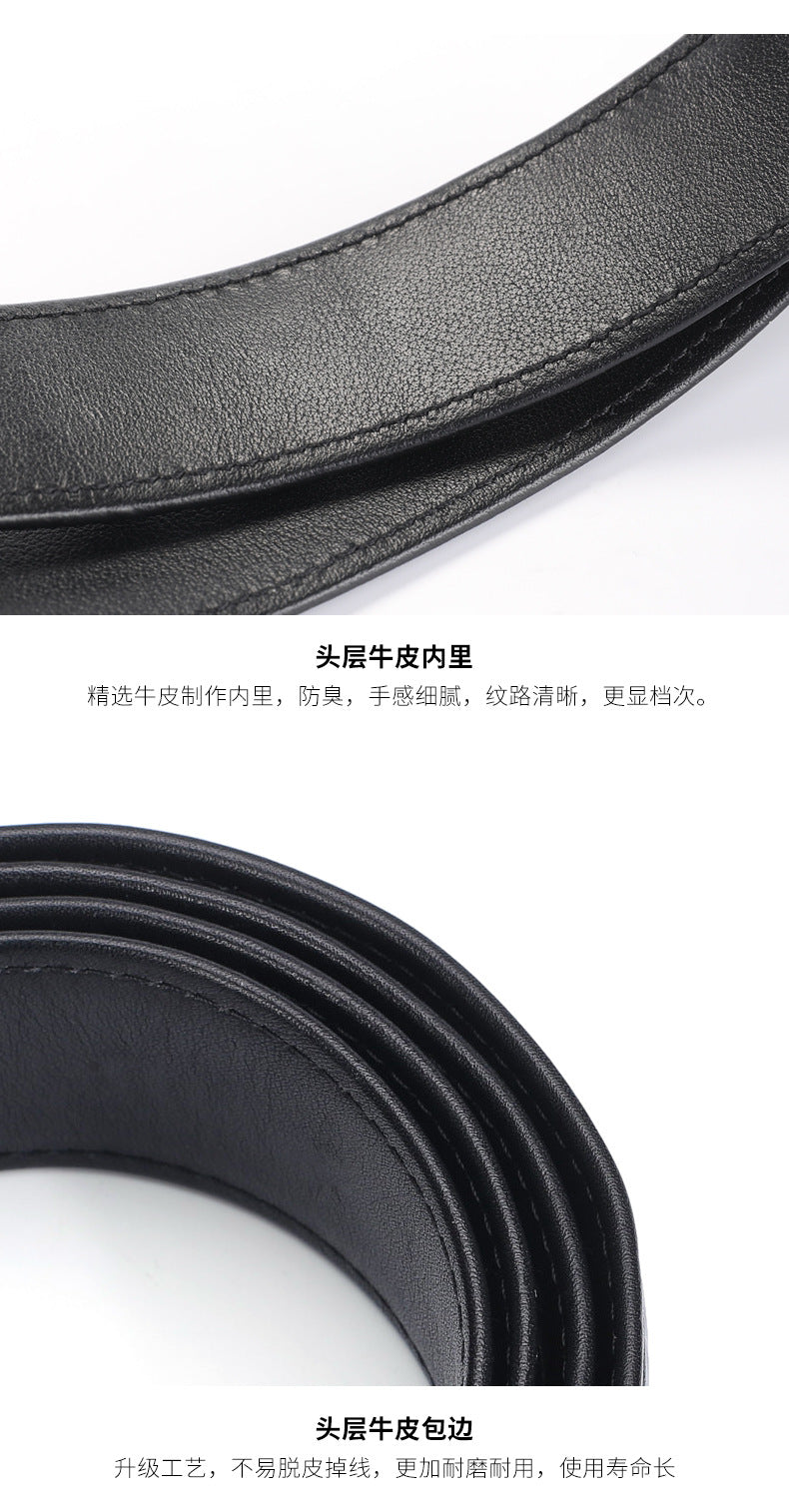 New Men's Belt Siamese Crocodile Skin Genuine Leather No Pieces Fashion Casual Men's Belt