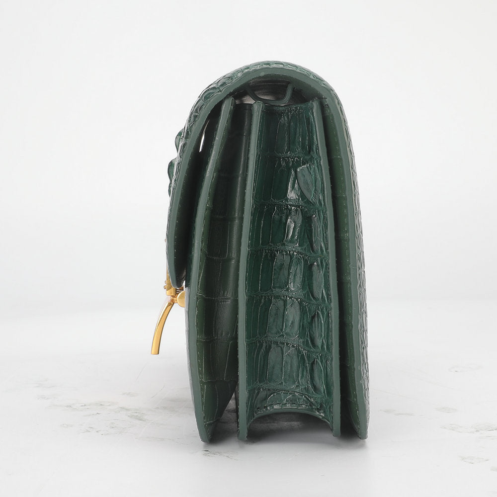 Siamese crocodile skin small square bag tofu bag shoulder bag ladies diagonal shoulder bag