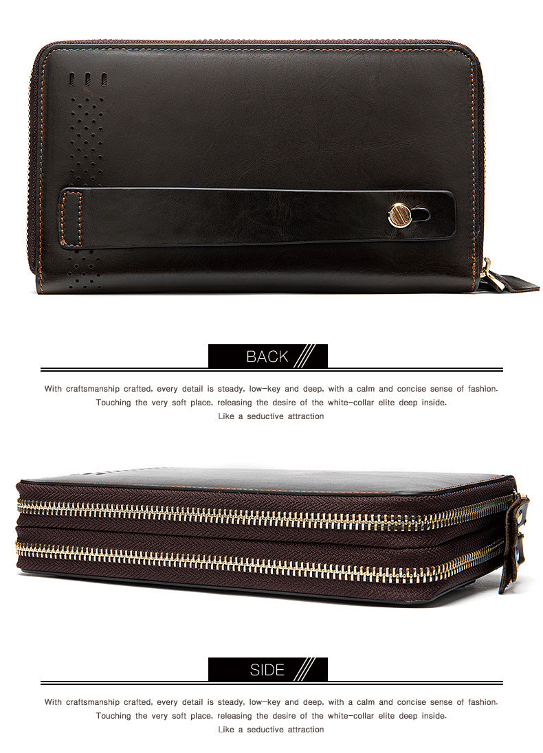 Men's long wallet made of genuine cowhide leather Korean fashion business clutch bag men's wallet card bag